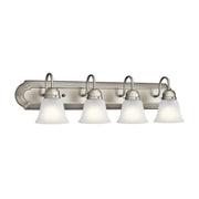 4-Light Bath Vanity Light with Satin Etched Glass in Brushed Nickel
