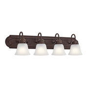 4-Light Bath Vanity Light with Satin Etched Glass in Tannery Bronze