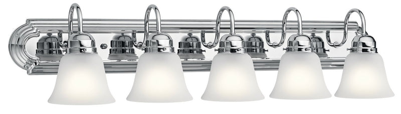 5-Light Bath Vanity Light with Satin Etched Glass in Chrome