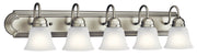 5-Light Bath Vanity Light with Satin Etched Glass in Brushed Nickel