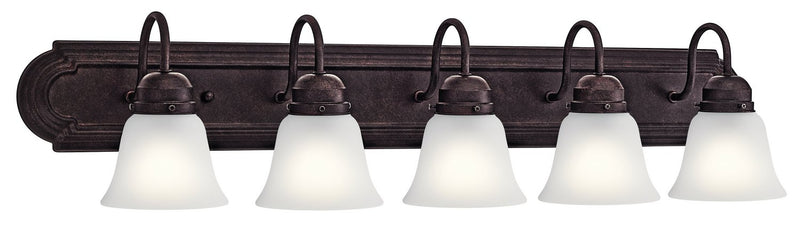 5-Light Bath Vanity Light with Satin Etched Glass in Tannery Bronze