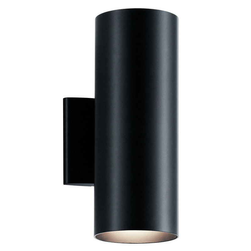 2-Light Cylinder Outdoor Wall Sconce 12" in Black