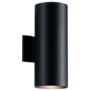 2-Light Cylinder Outdoor Wall Sconce 15" in Black