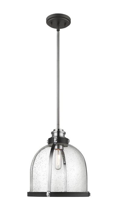 Burren 1 Light Pendant in Matte Black / Chrome