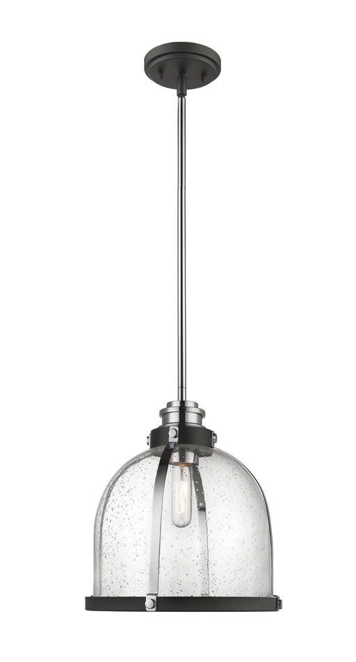 Burren 1 Light Pendant in Matte Black / Chrome