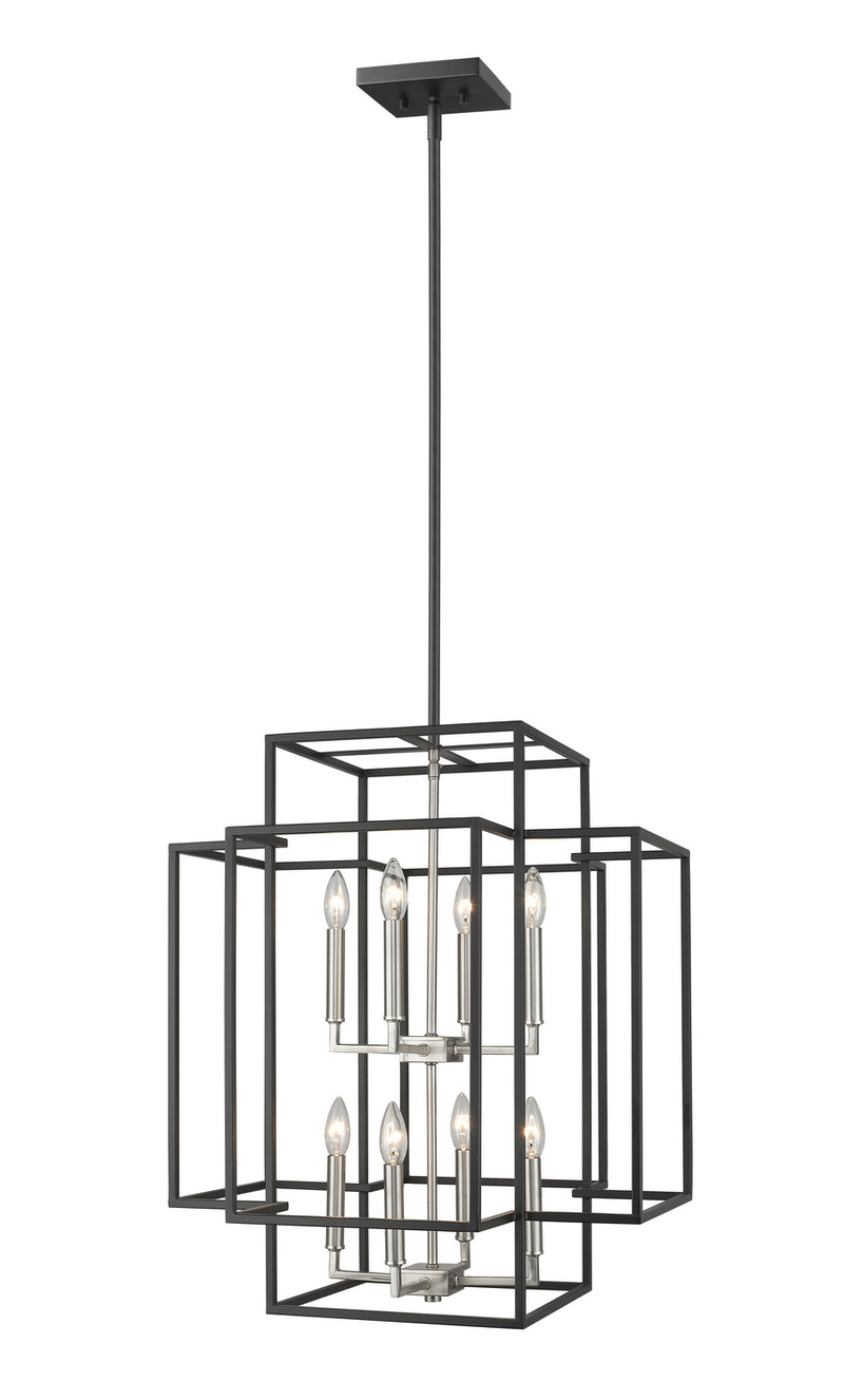 Titania 8 Light Pendant in Black / Brushed Nickel