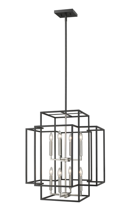Titania 8 Light Pendant in Black / Brushed Nickel