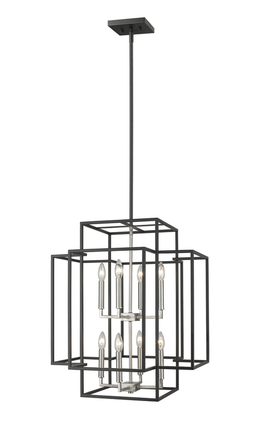 Titania 8 Light Pendant in Black / Brushed Nickel