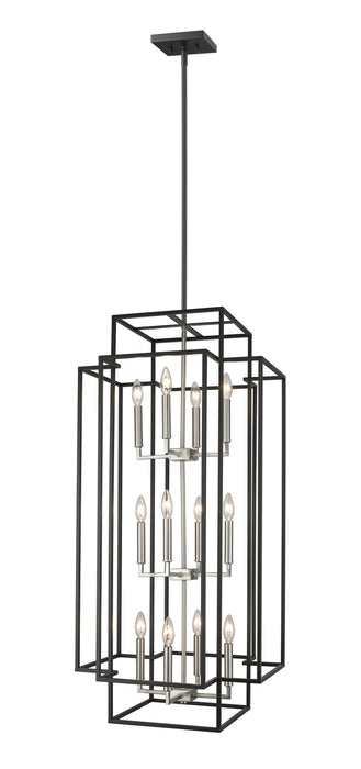 Titania 12 Light Pendant in Black / Brushed Nickel