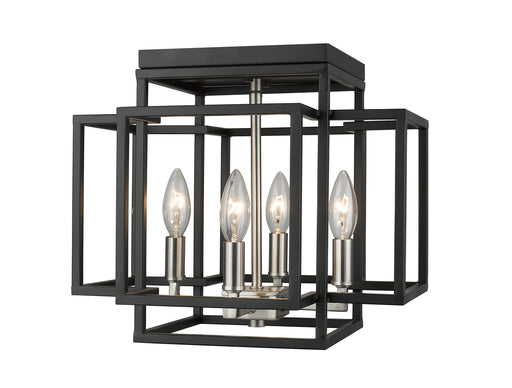 Titania 4 Light Flush Mount in Black / Brushed Nickel