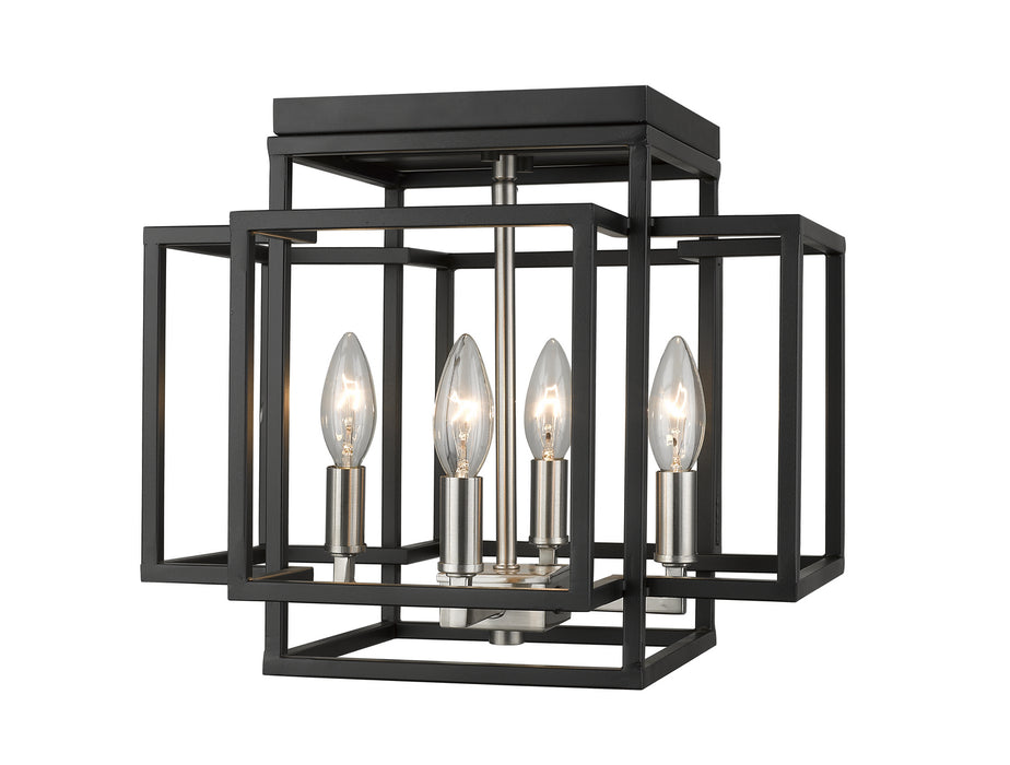 Titania 4 Light Flush Mount in Black / Brushed Nickel