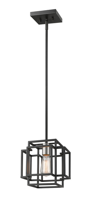 Titania 1 Light Mini Pendant in Black / Brushed Nickel