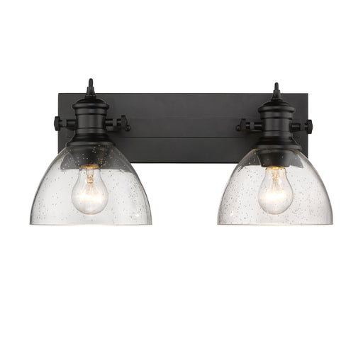 Hines 2-Light Bath Vanity in Matte Black with Seeded Glass