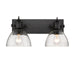 Hines 2-Light Bath Vanity in Matte Black with Seeded Glass