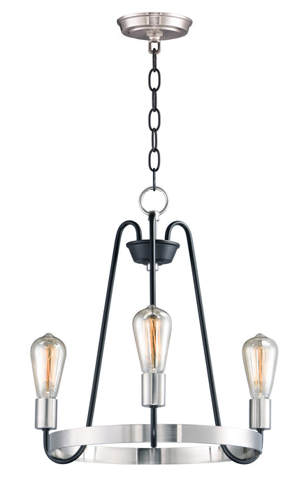Haven Three Light Chandelier in Black / Satin Nickel