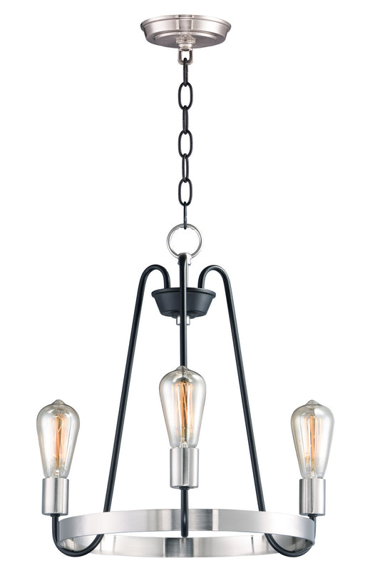 Haven Three Light Chandelier in Black / Satin Nickel