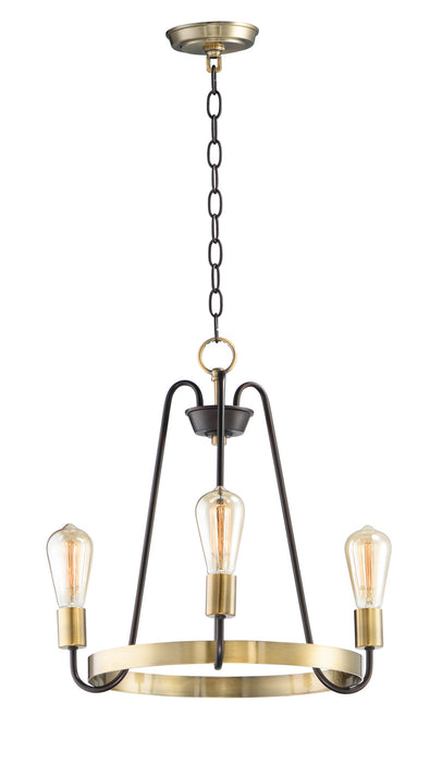 Haven Three Light Chandelier in Oil Rubbed Bronze / Antique Brass