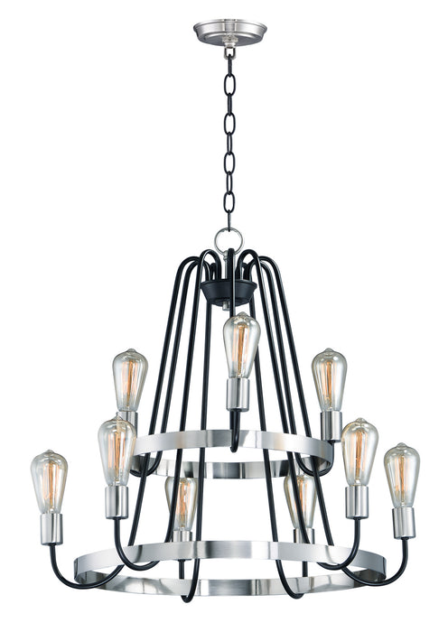 Haven Nine Light Chandelier in Black / Satin Nickel