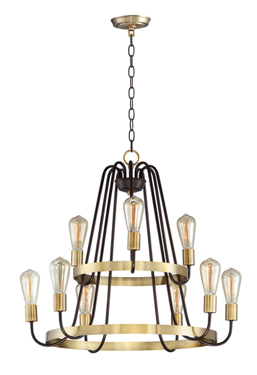 Haven Nine Light Chandelier in Oil Rubbed Bronze / Antique Brass