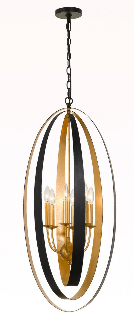 Luna 6-Light Pendant in English Bronze & Antique Gold - Lamps Expo