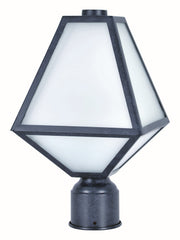 Glacier 1-Light Outdoor Lantern Post in Black Charcoal with White Opal Panels Glass - Lamps Expo