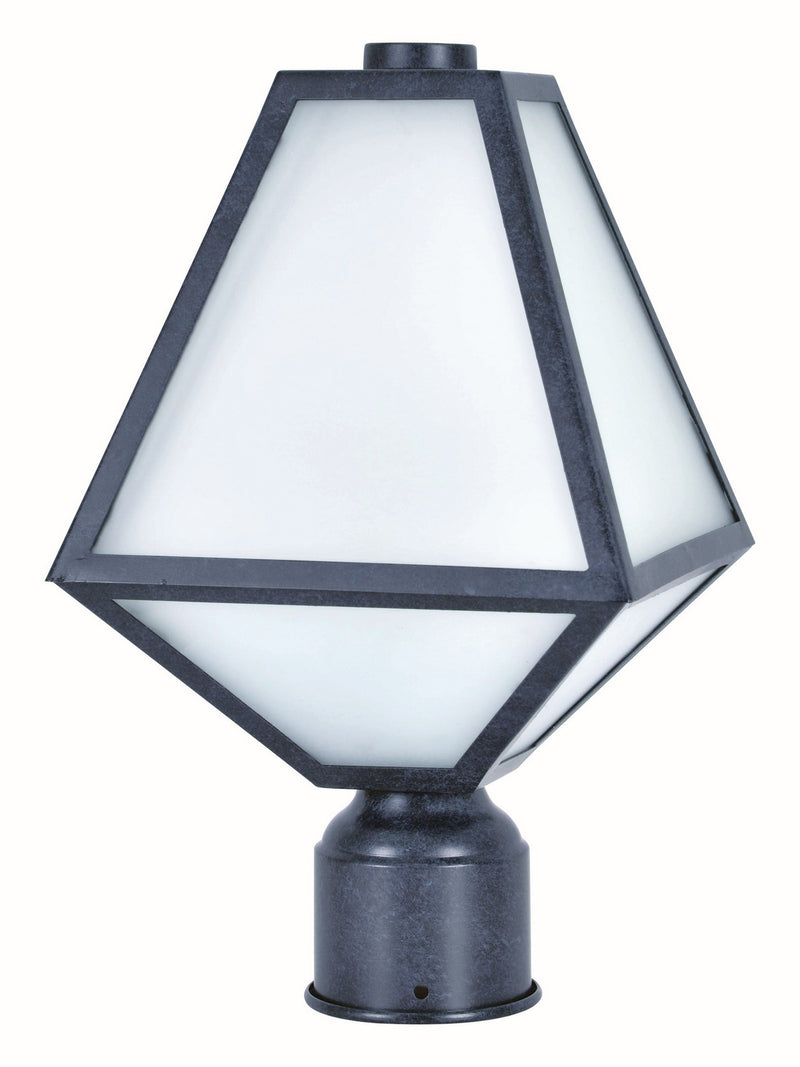 Glacier 1-Light Outdoor Lantern Post in Black Charcoal with White Opal Panels Glass - Lamps Expo