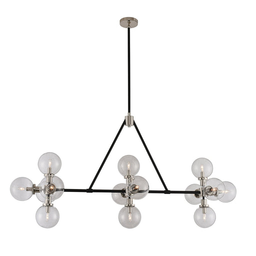 Cameo 14-Light Linear Chandelier in Matte Black Finish with Nickel Accents