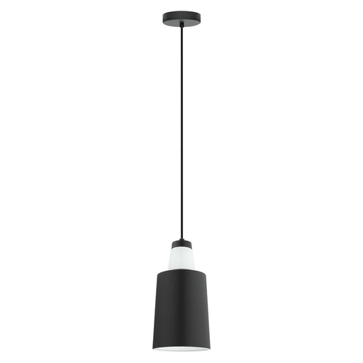 Tabanera 1x60W Mini Pendant With a Black & white Finish & White Glass