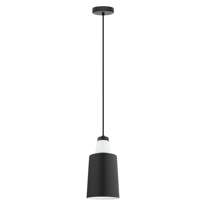 Tabanera 1x60W Mini Pendant With a Black & white Finish & White Glass