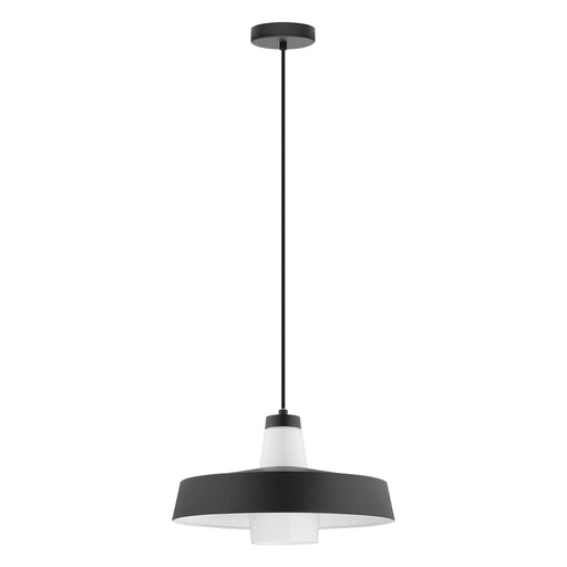 Tabanera 1x60W Pendant With a Black & white Finish & White Glass