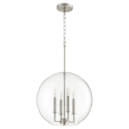 Transitional 4 Light Globe Pendant in Satin Nickel