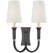 Delphia Large Double Arm 2-Light Wall Sconce in Bronze with Antique Brass
