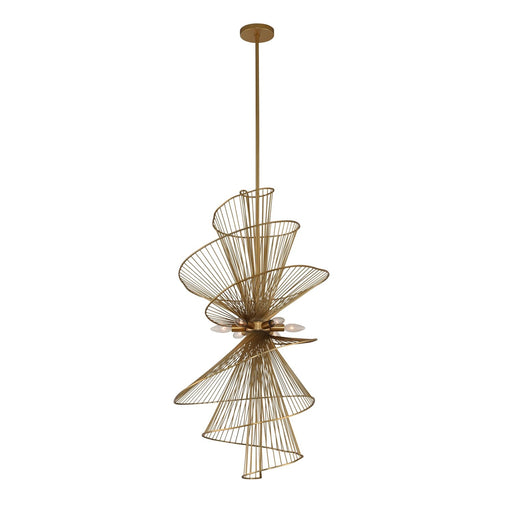 Aurora 6-Light Foyer Pendant in Nordic Brass