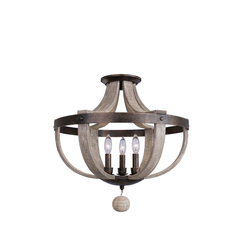 Harper 3-Light Semi-Flush Mount in Florence Gold