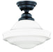 Huntley 12" Semi-Flush Mount in Oil Rubbed Bronze with Milk Glass