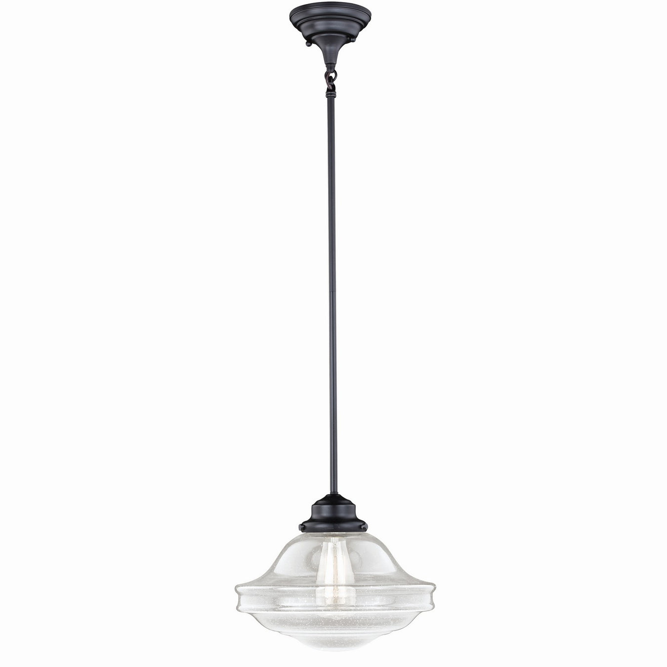 Huntley 12" Pendant in Oil Rubbed Bronze with Clear Seeded Glass
