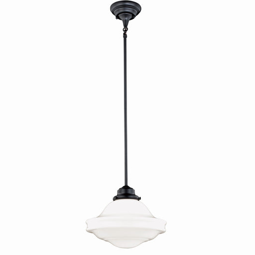 Huntley 12" Pendant in Oil Rubbed Bronze with Milk Glass