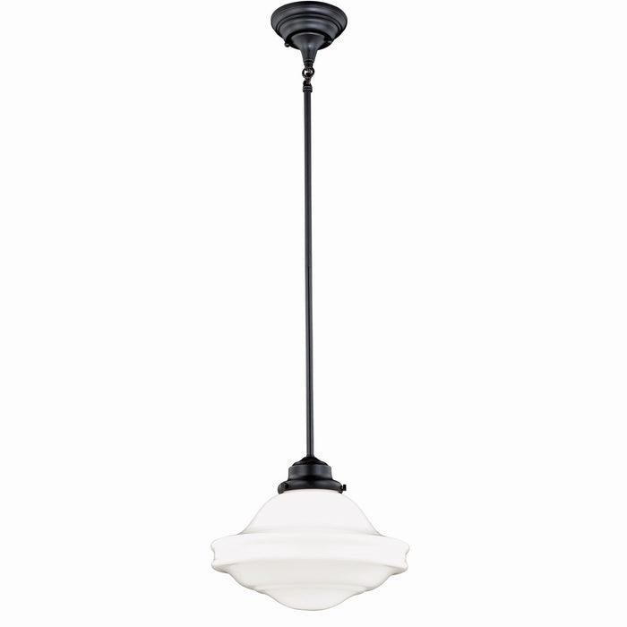 Huntley 12" Pendant in Oil Rubbed Bronze with Milk Glass