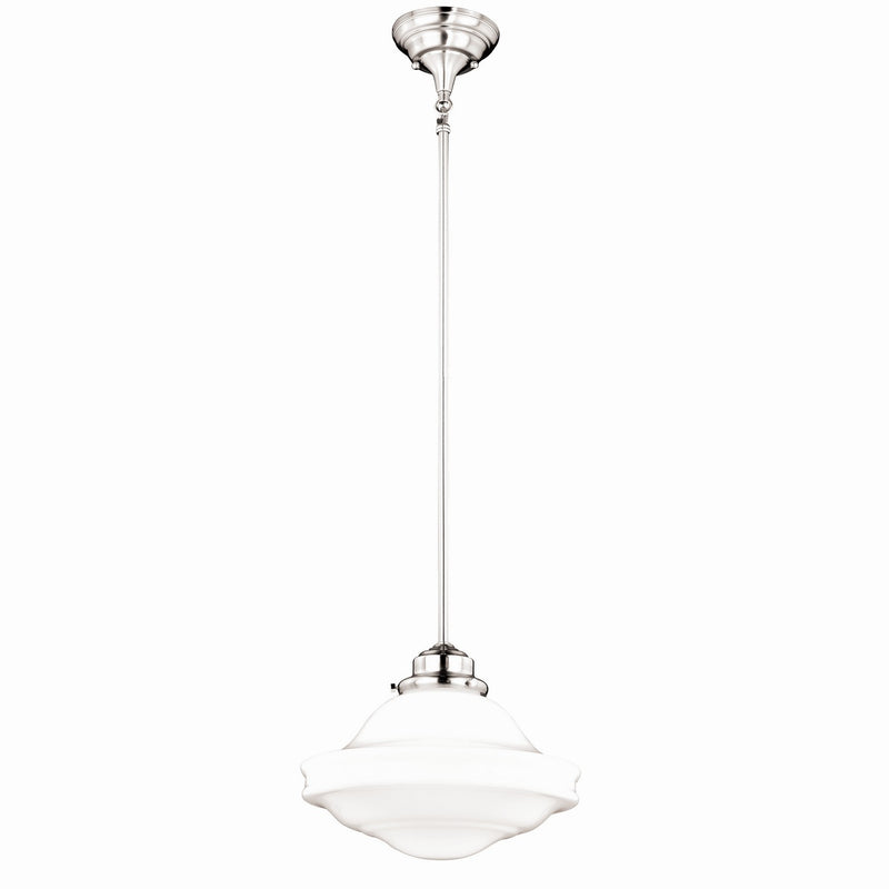 Huntley 12" Pendant in Satin Nickel with Milk Glass