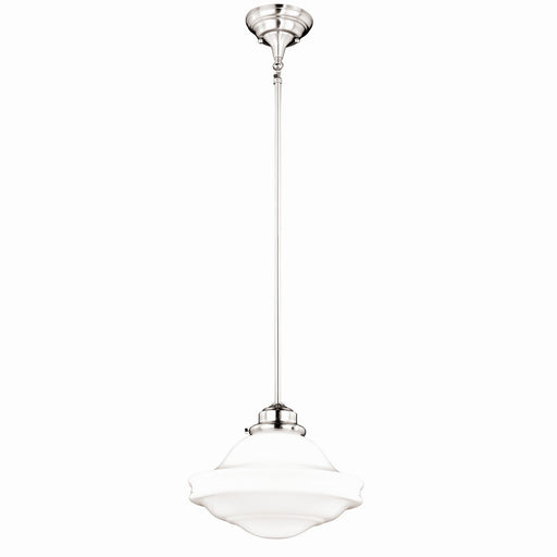 Huntley 12" Pendant in Satin Nickel with Milk Glass