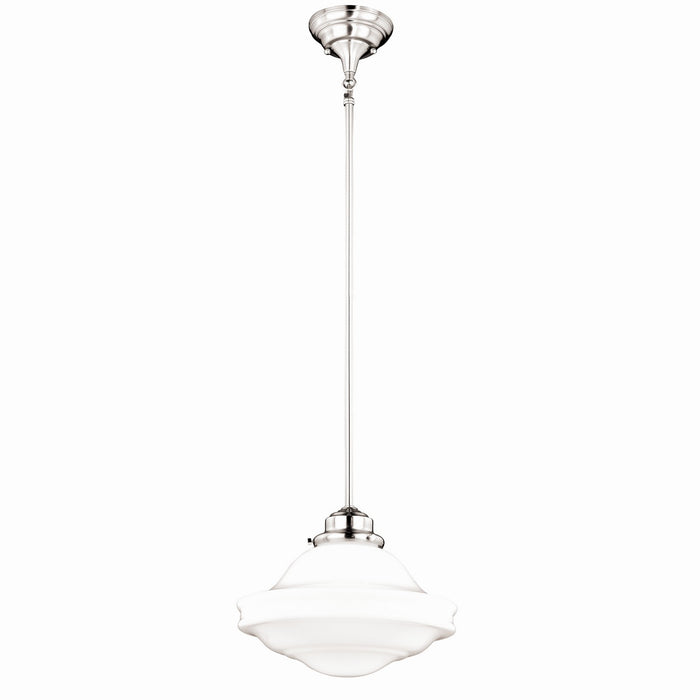 Huntley 12" Pendant in Satin Nickel with Milk Glass