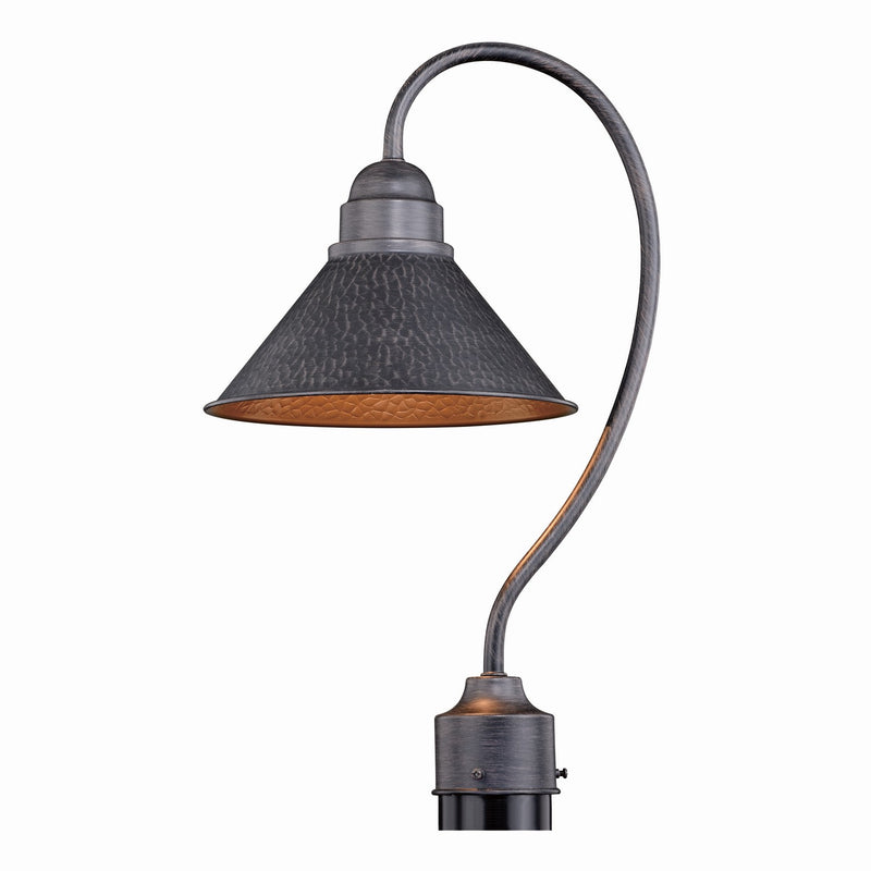 Outland 10" Outdoor Post Light in Outer Aged Iron with Inner Light Gold