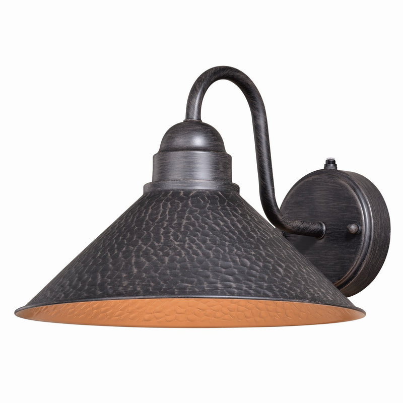 Outland 12" Outdoor Wall Light in Outer Aged Iron with Inner Light Gold