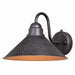 Outland 12" Outdoor Wall Light in Outer Aged Iron with Inner Light Gold