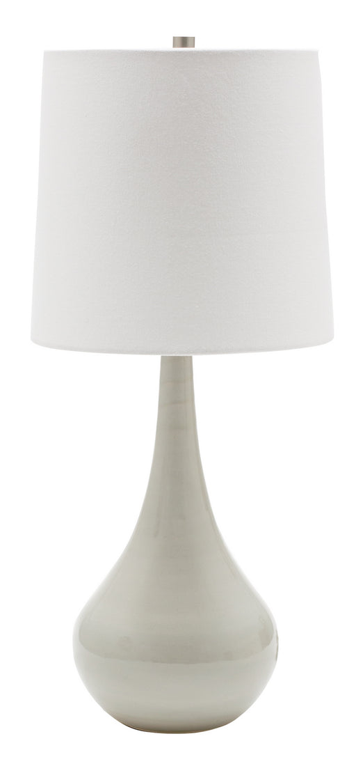 22.5 Inch Scatchard Table Lamp in Gray Gloss with White Linen Hardback