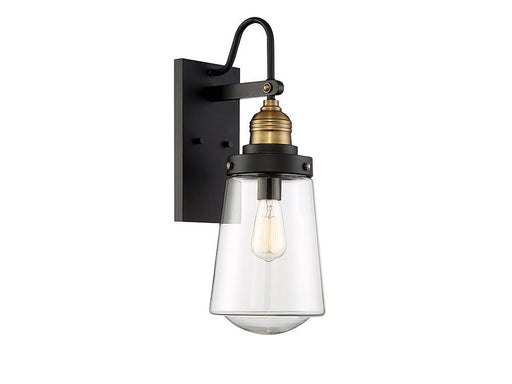 Macauley Small Outdoor Wall Lantern in Vintage Black with Warm Brass