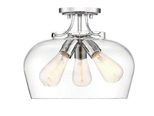 Octave 3-Light Clear Glass Semi-Flush Mount in Polished Chrome