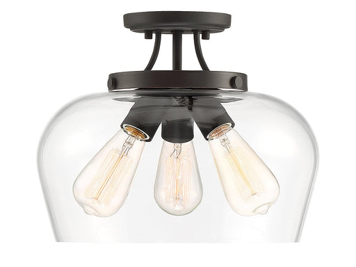 Octave 3-Light Clear Glass Semi-Flush Mount in English Bronze