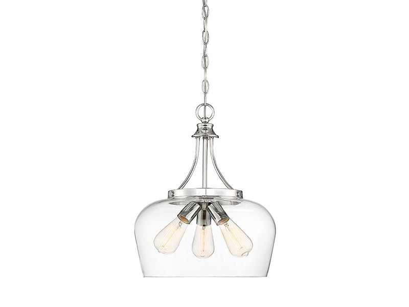Octave 3-Light Clear Glass Pendant in Polished Chrome