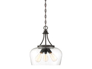 Octave 3-Light Clear Glass Pendant in English Bronze